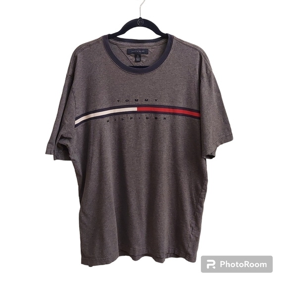 TOMMY HILFIGER Tino Classic Logo Short Sleeve Dark Gray T-shirt - Picture 1 of 8